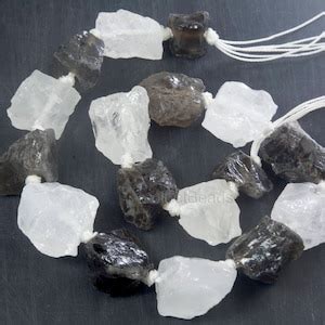 Rough Gemstones Wholesale Rough Uncut Gemstones Smoky Quartz and Rock Crystal Mixed Strand ...