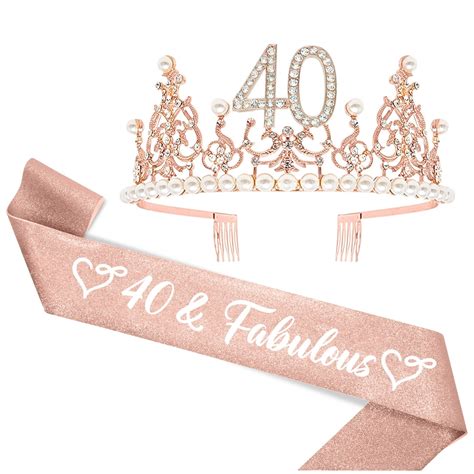 40 Sash and Tiara Happy 40th Birthday Decorations Women, 40 Birthday ...