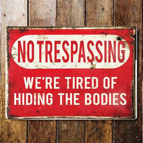 No Trespassing Funny Art Metal Sign Plaque - Etsy