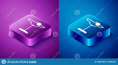 Isometric Margarita Cocktail Glass with Lime Icon Isolated on Blue and Purple Background. Square ...