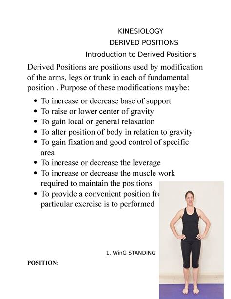 WING Standing - DERIVED POSITION - KINESIOLOGY DERIVED POSITIONS ...