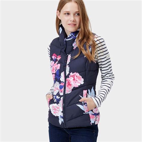 Joules Ladies Meriton Print Gilet Sleeveless Jacket Zipped Clothing | eBay