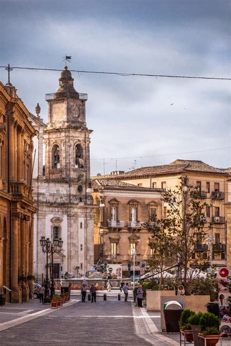 Corso Umberto I and the Caltanissetta Cathedral, Sicily, Italy Editorial Stock Photo - Image of ...