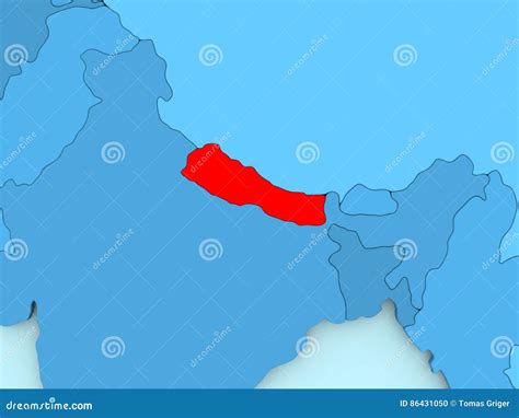 Nepal on 3D map stock illustration. Illustration of asia - 86431050