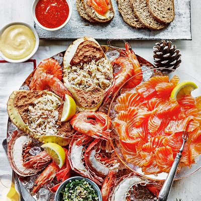 Shellfish platter with three dipping sauces recipe | Waitrose