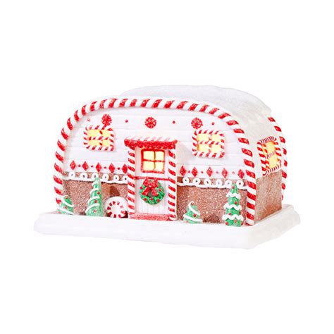 Lighted Gingerbread Christmas Camper - TheHolidayBarn.com