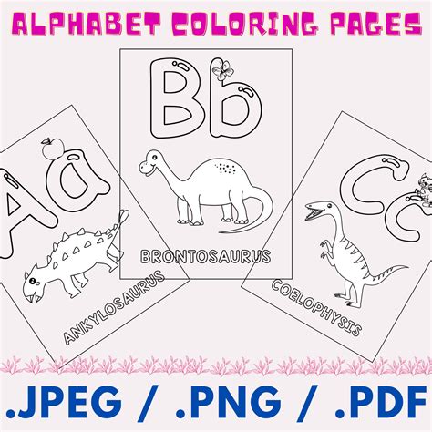 Dinosaur Alphabet Coloring Pages for Kid, Fun With Learning Cute Dinosaur Printable Coloring ...