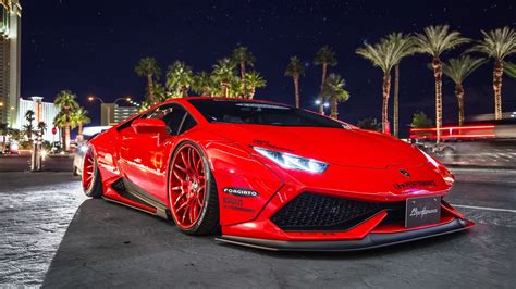 Desktop Wallpaper Red Lamborghini Huracan Sports Car, Hd Image, Picture ...