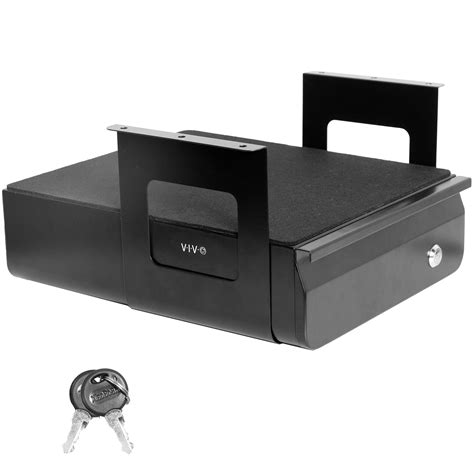 VIVO Black Lockable Pull Out Under Desk Storage Drawer, Workspace ...