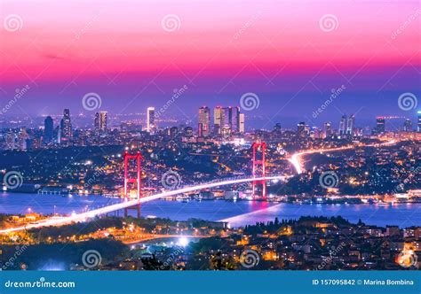 Bosphorus Bridge at Sunset, Istanbul, Turkey Stock Photo - Image of water, europe: 157095842