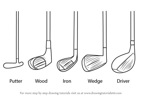 How to Draw Golf Clubs (Golf) Step by Step | DrawingTutorials101.com