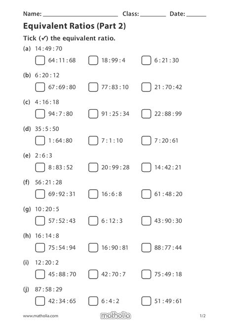 Ratio Table Worksheets