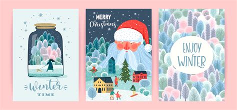 Set of Christmas and Happy New Year Cards 676430 Vector Art at Vecteezy