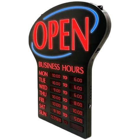 23 1/2" x 20 1/2" x 1 1/2" Digital "Open" Business Hours LED Sign