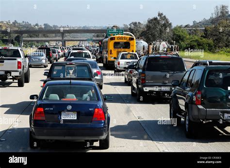 Traffic jam, just ahead of San Diego, California, USA, North America ...