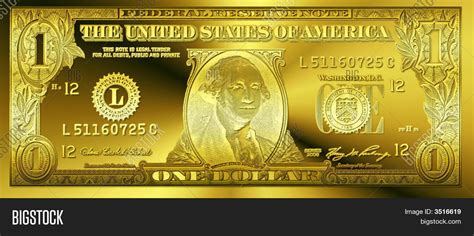 Golden One Dollar Bill Image & Photo (Free Trial) | Bigstock