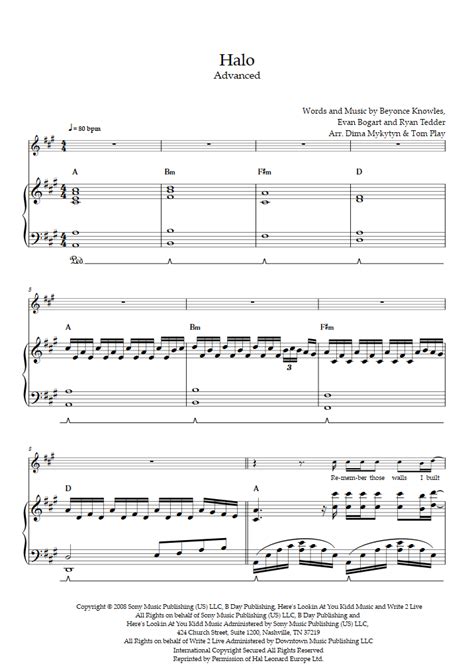 Halo (Advanced Level, Solo Piano) (Beyoncé) - Piano Sheet Music