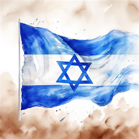 Premium AI Image | Watercolor illustration of Israel flag AI generated