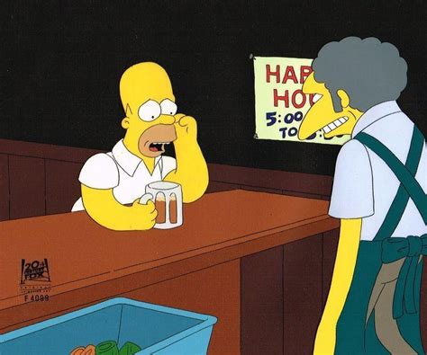 Homer Simpson and Moe at bar pondering