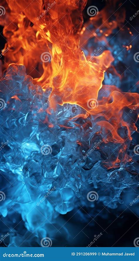 Vibrant Fire and Cool Ice Motifs Contrast on a Black Background Stock Illustration ...