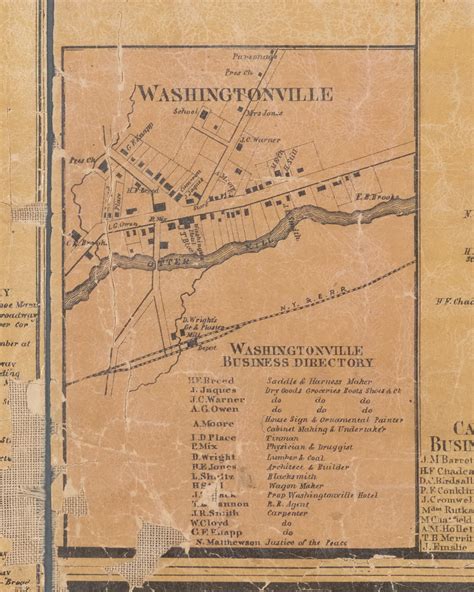 Washingtonville, New York 1859 Old Town Map Custom Print with Homeowner Names - Orange Co. - OLD ...