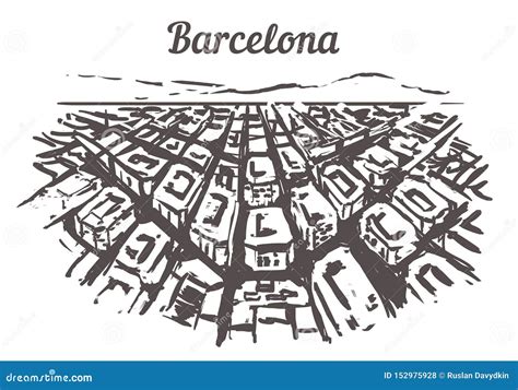 Barcelona Skyline Sketch. Barcelona, Spain Hand Drawn Illustration Stock Illustration ...