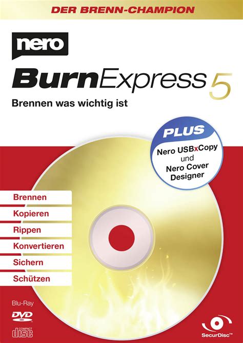 Nero Burn Express 5 Full version, 1 licence Windows CD/DVD creator ...