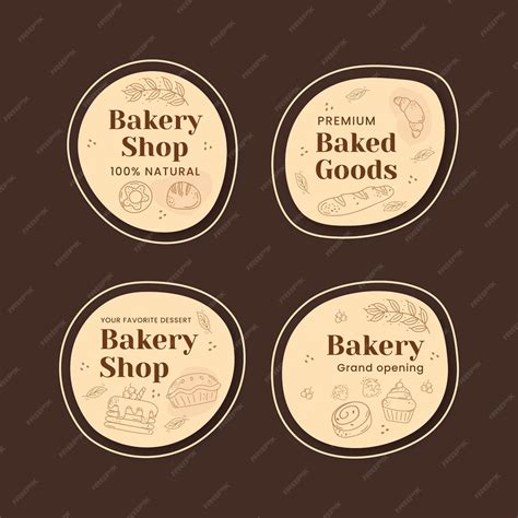 Free Vector | Engraving bakery shop labels template