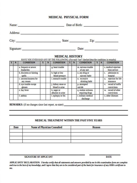 FREE 7+ Sample Basic Physical Forms in PDF