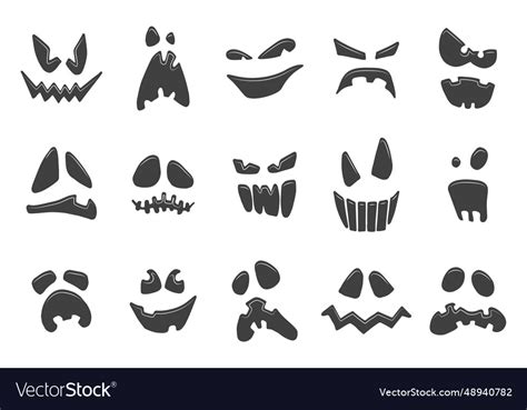 Pumpkin faces silhouettes isolated on white Vector Image