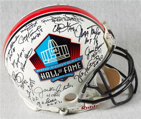 Lot Detail - NFL Hall of Famers Multi-Signed Logo Helmet (26) (BAS)