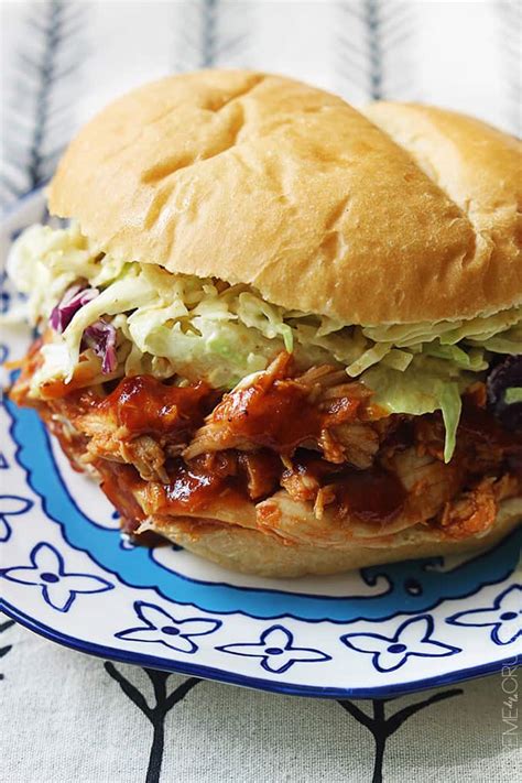 Slow Cooker BBQ Pulled Chicken Sandwiches | Creme De La Crumb