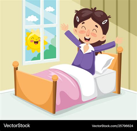 Kid waking up Royalty Free Vector Image - VectorStock