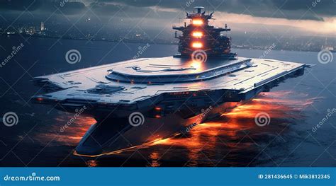 Futuristic Aircraft Carrier Concept Design. Stock Illustration ...