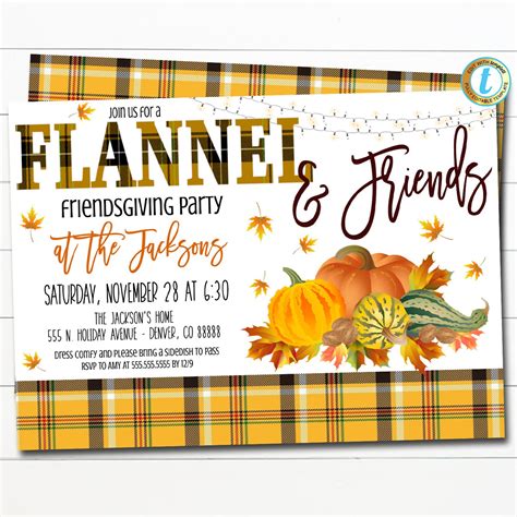 Flannel and Friends Thanksgiving Party Invitation - Etsy