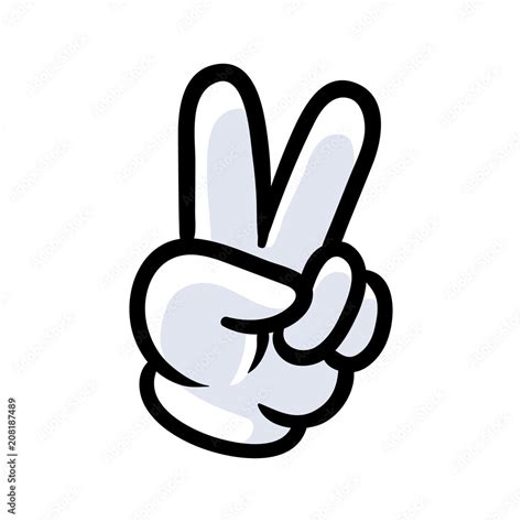 Cartoon Peace Hand Sign Stock Vector | Adobe Stock