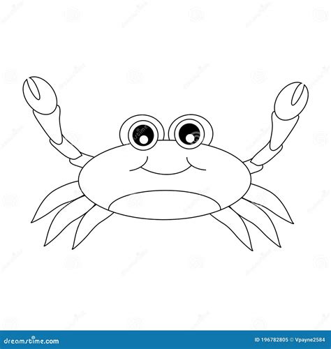 Cartoon Crab. Black and White Cartoon Crab for Coloring Book Pages. Stock Vector - Illustration ...