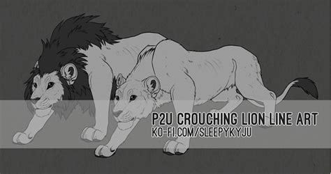 Crouching Lion Lineart - SleepyKyju's Ko-fi Shop - Ko-fi ️ Where ...