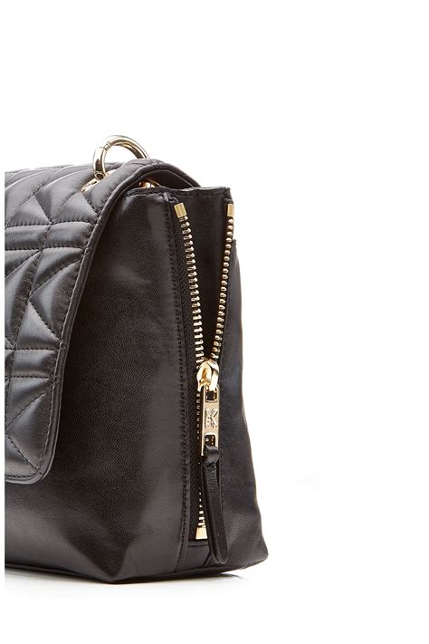 Karl lagerfeld Quilted Leather Shoulder Bag in Black | Lyst