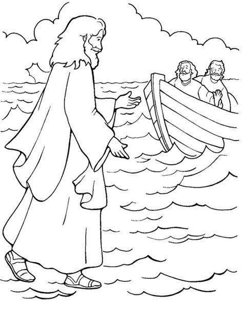 One of Miracles of Jesus is Walking on Water Coloring Page Sunday ...