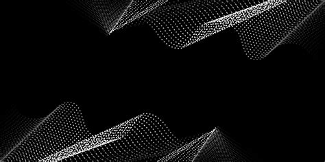 3D white particle wave pattern on a black background. Digital abstract background. Can be ...