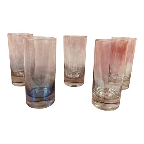 Vintage Italian Colored Glass Tumblers - Set of 5 | Chairish