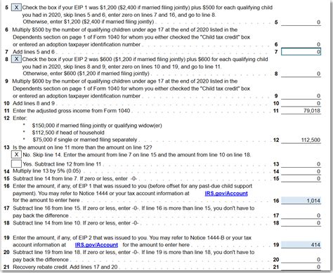 2022 Irs Recovery Rebate Credit Worksheet - Rebate2022.com