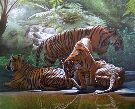 Tiger oil painting Tiger near a water. Wild tiger art Tigers | Etsy