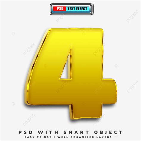 3d Number 4 Text Effect Photoshop Editable, Number, 3d Text Effects, 3d Text Effect Photoshop ...