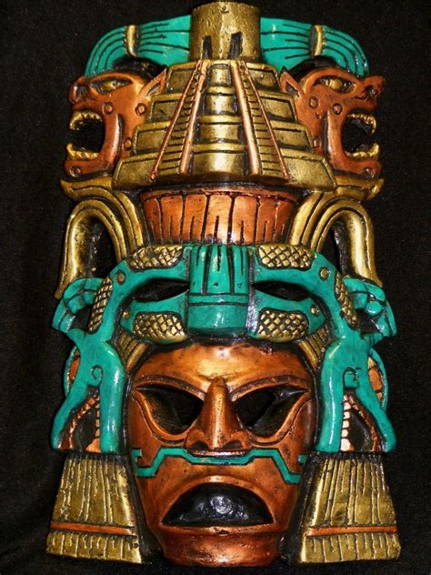 Aztec Warrior Mask Serpent Calendar Mayan Plaque Maya Mexican Art | Mayan art, Aztec warrior ...