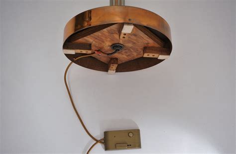 Art deco floor lamp torchiere, glass & copper on brass, 1930`s, English ...