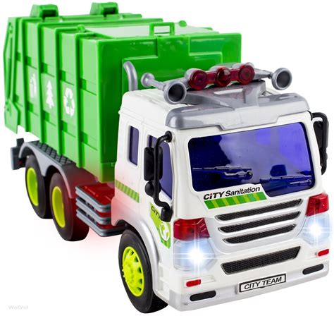 WolVol Friction Powered Garbage Truck Toy With Lights and Sounds For Kids (Can Open Back) - Buy ...