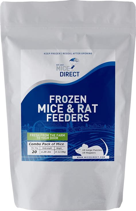 Amazon.com : MIceDirect Frozen Mice Combo Pack of 20 Fuzzie & Hopper Feeder Mice – 10 Fuzzies ...