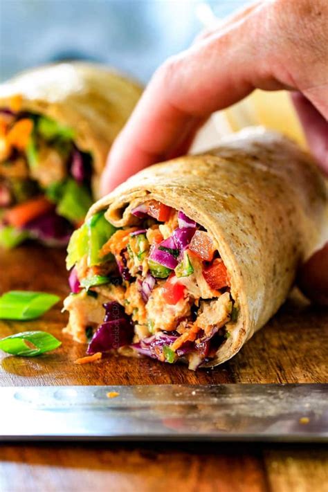 25 MINUTE! Chinese Chicken Salad Wraps with Sweet Chili Mayo